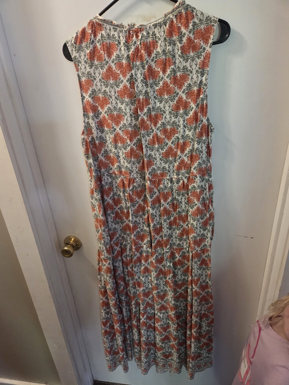 Floral Sleeveless Maxi Dress in Rust and Cream